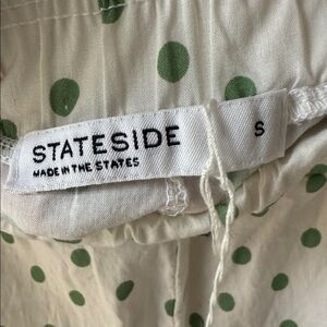 Stateside White Cotton Pants w/ Green Polka Dots